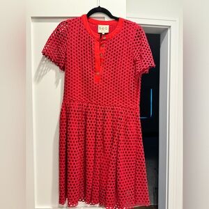 SEA cotton open weave red dress